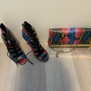 Colorful Snake Print Women's Heels